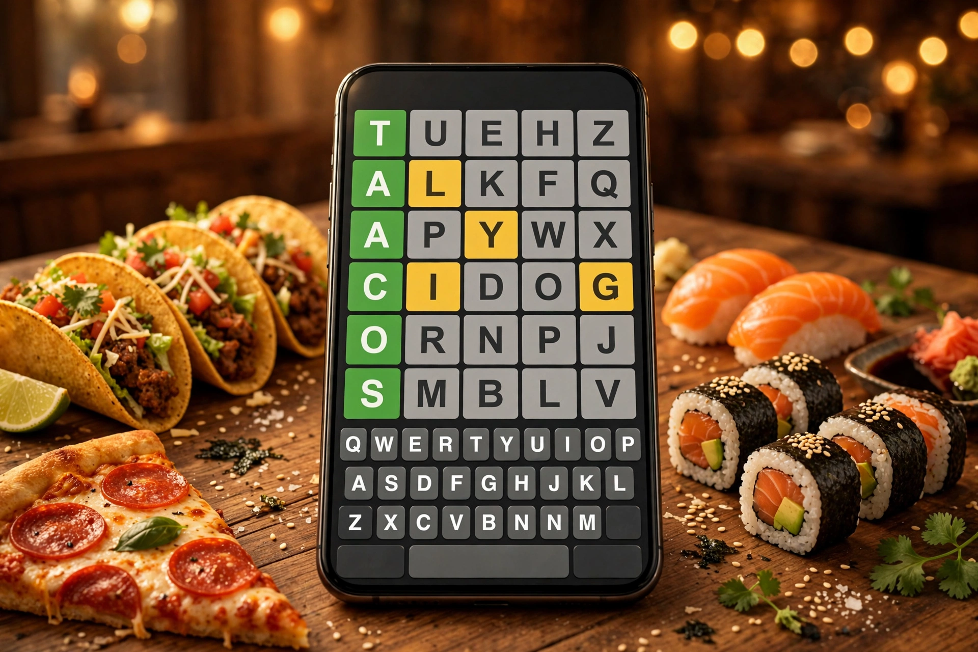 Foodle — guess the savoury dish Wordle-style, from tacos to pad thai, 30 levels with 4–9 letter words